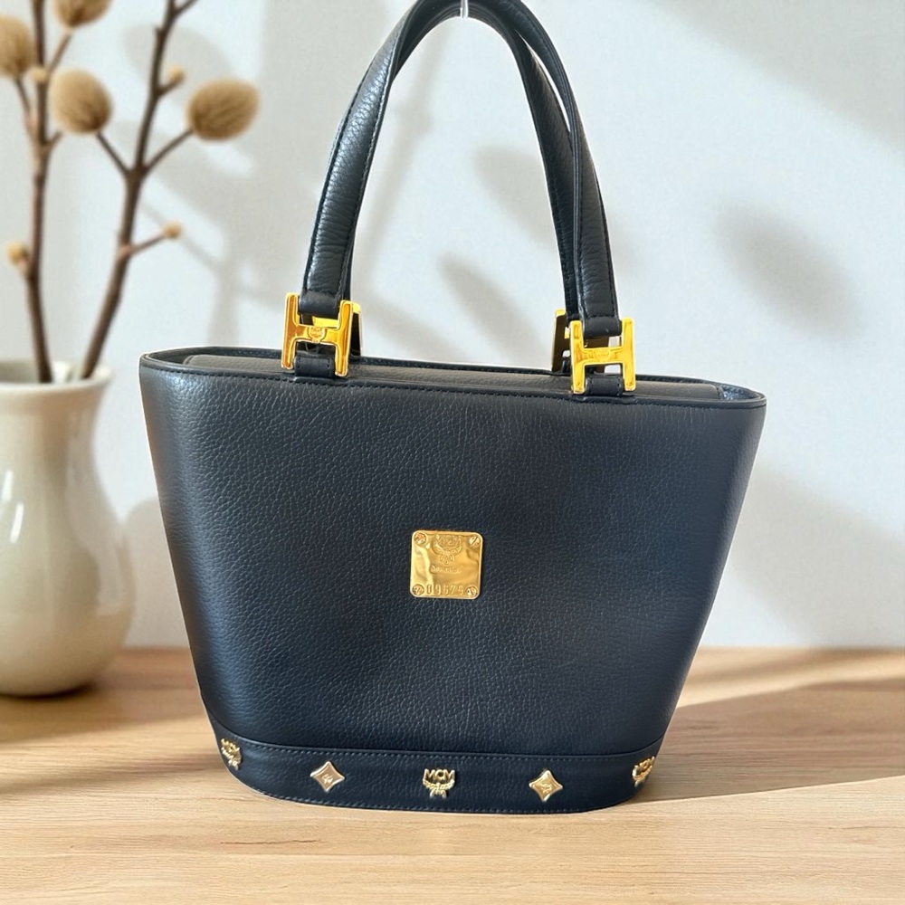 MCM Black Tote with Gold Accents